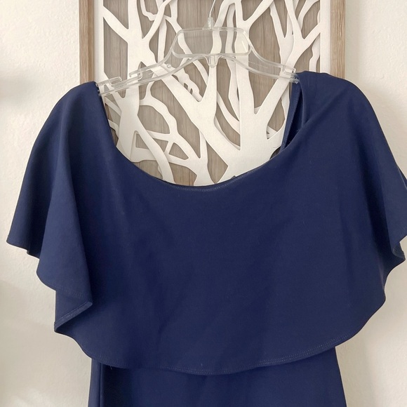 Women’s Navy Blue Off the Shoulder Dress Size XL - Picture 6 of 13